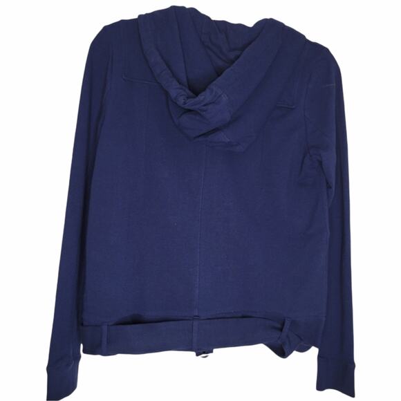 The Kooples Hooded Zip Up Biker Jacke Size Small in Navy Blue - Picture 8 of 11